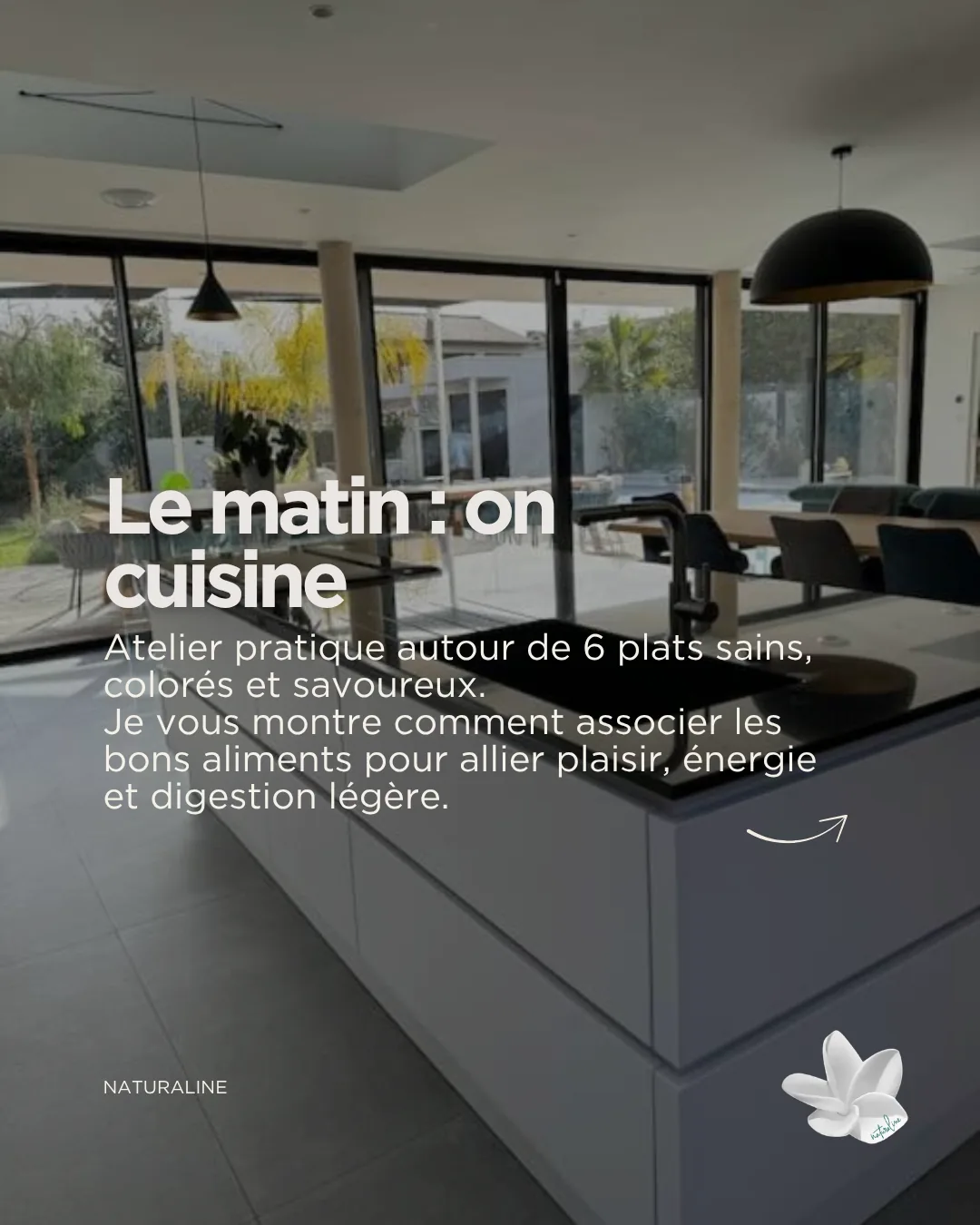 Carrousel Naturaline, diapositive 3 : le matin, atelier dans une cuisine lumineuse